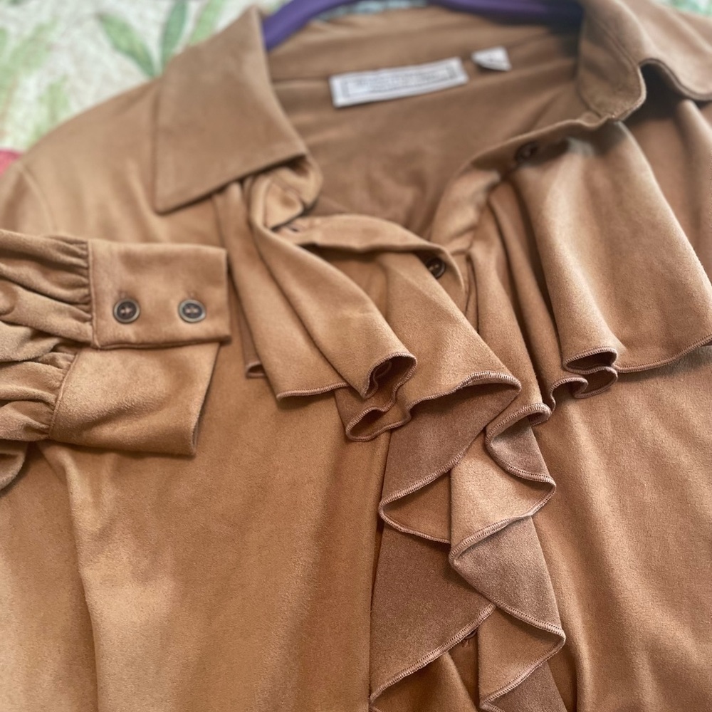 SIMONTONSays Faux suede tunic with ruffle front M - Picture 3 of 5